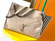 YSL Niki medium shopping bag crinkled vintage leather in beige 577999 33cm - 1
