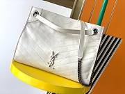 YSL Niki medium shopping bag crinkled vintage leather in white 577999 33cm - 1