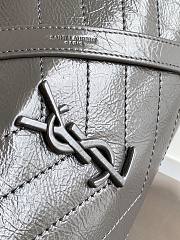 YSL Niki medium shopping bag crinkled vintage leather in dark gray 577999 33cm - 2