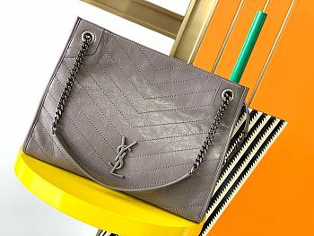 YSL Niki medium shopping bag crinkled vintage leather in gray 577999 33cm