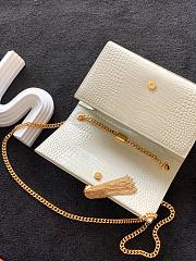 YSL Kate medium with tassel in crocodile-embossed shiny leather in white 354119 24cm - 2