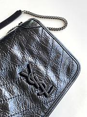 YSL Niki quilted crinkle leather crossbody bag in black 583103 19cm - 2