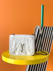 YSL Niki quilted crinkle leather crossbody bag in white 583103 19cm - 1