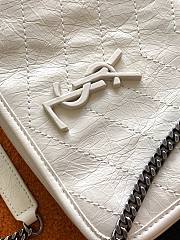 YSL Niki quilted crinkle leather crossbody bag in white 583103 19cm - 3