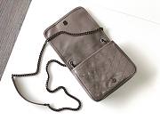 YSL Niki quilted crinkle leather crossbody bag in light grey 583103 19cm - 4