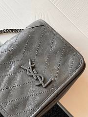 YSL Niki quilted crinkle leather crossbody bag in dark grey 583103 19cm - 3