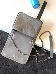 YSL Niki quilted crinkle leather crossbody bag in dark grey 583103 19cm - 2