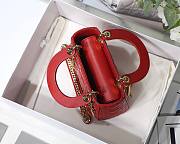 Dior mini Dioramour lady bag red cannage lambskin with heart motif size 17cm - 2