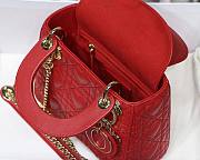 Dior mini Dioramour lady bag red cannage lambskin with heart motif size 17cm - 3