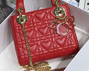 Dior mini Dioramour lady bag red cannage lambskin with heart motif size 17cm - 6