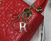 Dior mini Dioramour lady bag red cannage lambskin with heart motif size 17cm - 4