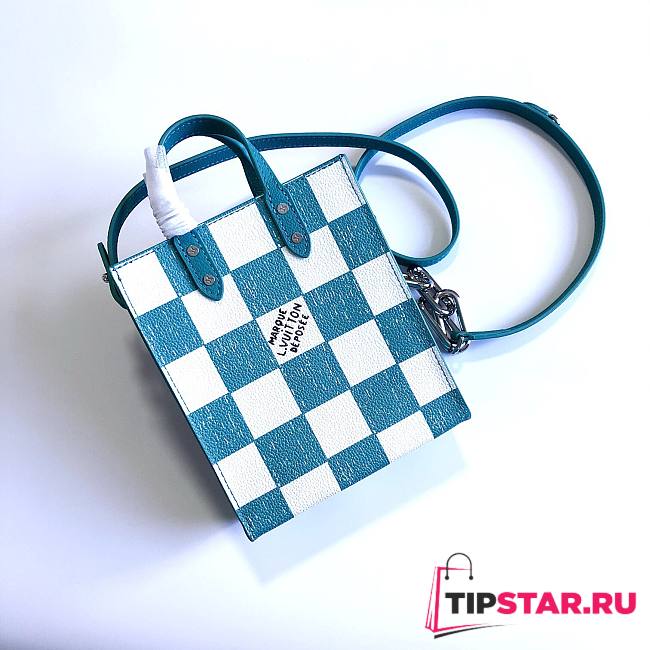 LV Sac plat XS other leathers turquoise colour N60479 16cm - 1