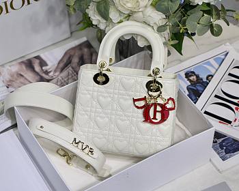 Dioramour my ABCDior lady bag white cannage lambskin with heart motif 20cm