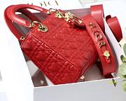 Dioramour my ABCDior lady bag red cannage lambskin with heart motif 20cm - 5