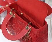 Dioramour my ABCDior lady bag red cannage lambskin with heart motif 20cm - 4