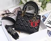 Dioramour my ABCDior lady bag black cannage lambskin with heart motif 20cm - 1