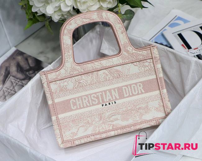 Dior Mini book tote pink dior oblique embroidery 23cm - 1