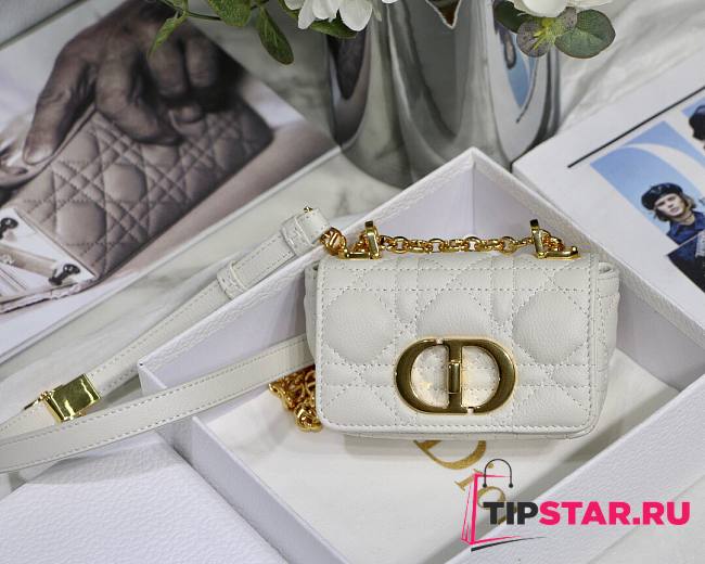 Dior Micro caro bag white supple cannage calfskin 13cm - 1