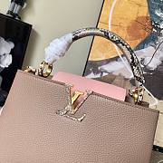 LV Capucines PM taurillon leather in beige with pink lid M99336 31.5cm - 2