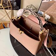 LV Capucines PM taurillon leather in beige with pink lid M99336 31.5cm - 3