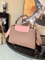 LV Capucines PM taurillon leather in beige with pink lid M99336 31.5cm - 6