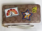 Coach | Peanuts x Coach long zip around wallet in signature canvas with varsity patches C4598 20cm - 1