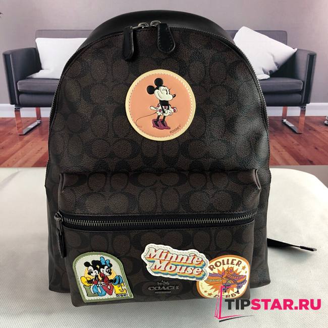 Coach | Limited edition Charlie backpack in signature canvas with minnie mouse patches brown 29355 30cm - 1