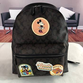 Coach | Limited edition Charlie backpack in signature canvas with minnie mouse patches brown 29355 30cm