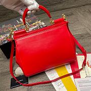 D&G Sicily bag calfskin leather in red with DG logo size 25cm - 4