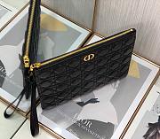 Dior Large caro daily pouch supple cannage calfskin in black 30cm - 4