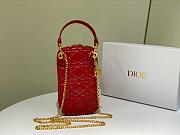 Dior Lady phone holder red patent cannage calfskin 18cm - 4