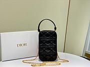 Dior Lady phone holder black patent cannage calfskin 18cm - 1