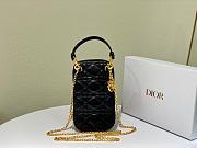 Dior Lady phone holder black patent cannage calfskin 18cm - 5