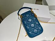 Dior Lady phone holder steel blue patent cannage calfskin 18cm - 3