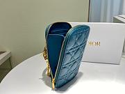 Dior Lady phone holder steel blue patent cannage calfskin 18cm - 5