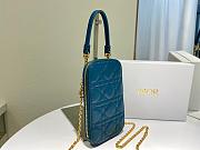 Dior Lady phone holder steel blue patent cannage calfskin 18cm - 4