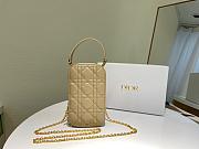 Dior Lady phone holder beige patent cannage calfskin 18cm - 1