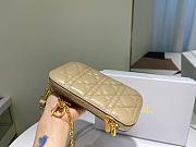 Dior Lady phone holder beige patent cannage calfskin 18cm - 4