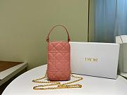 Dior Lady phone holder pink patent cannage calfskin 18cm - 1