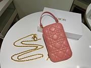 Dior Lady phone holder pink patent cannage calfskin 18cm - 2