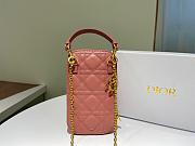 Dior Lady phone holder pink patent cannage calfskin 18cm - 5