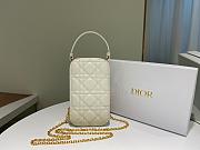 Dior Lady phone holder white patent cannage calfskin 18cm - 1