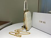 Dior Lady phone holder white patent cannage calfskin 18cm - 2