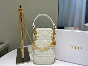 Dior Lady phone holder white patent cannage calfskin 18cm - 5