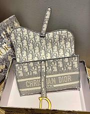 Dior Saddle slim pouch gray oblique embroidery 21cm - 5