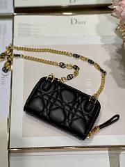 Dior Caro detachable card holder black supple cannage calfskin 12cm - 5