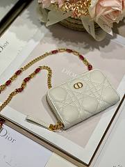 Dior Caro detachable card holder white supple cannage calfskin 12cm - 1