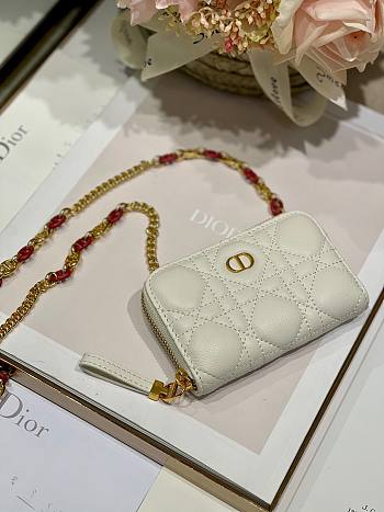 Dior Caro detachable card holder white supple cannage calfskin 12cm