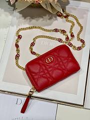 Dior Caro detachable card holder red supple cannage calfskin 12cm - 1