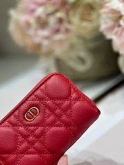 Dior Caro detachable card holder red supple cannage calfskin 12cm - 4